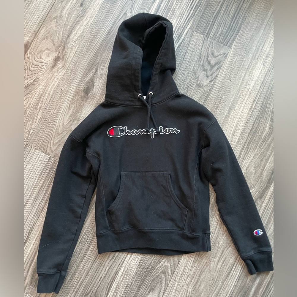 XS Women’s Champion Reverse Weave Black Hoodie